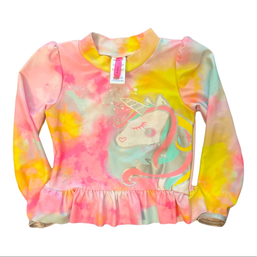 Betsy Johnson Swim Suit Top Unicorn Rash Guard